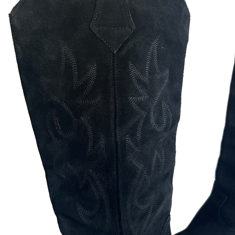 ZARA Embroidered Black Suede Western Tall Cowboy Boots Size 40 EU - Picture 8 of 15